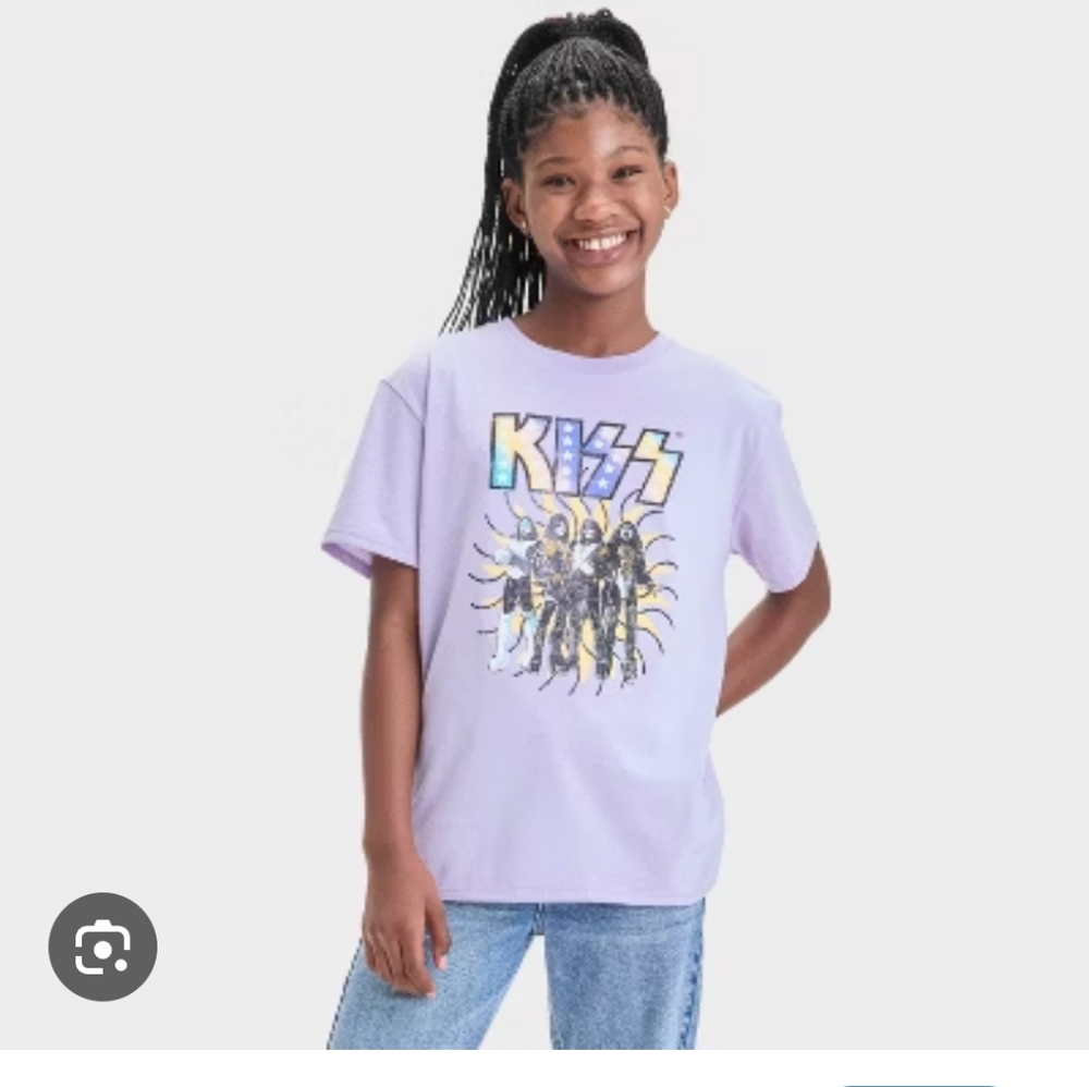 NWT Kiss Kids' Oversized Purple Lilac Graphic Tee Size L